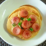 ウインナーとねぎ入り大豆粉パンケーキ♪